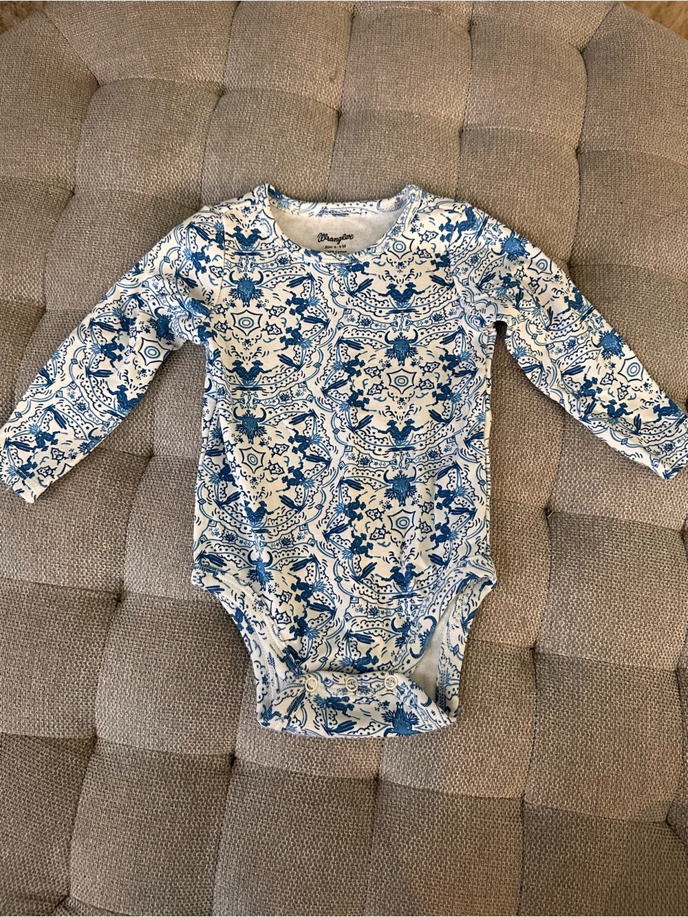 Wrangler Blue and White Long-Sleeve Bodysuit